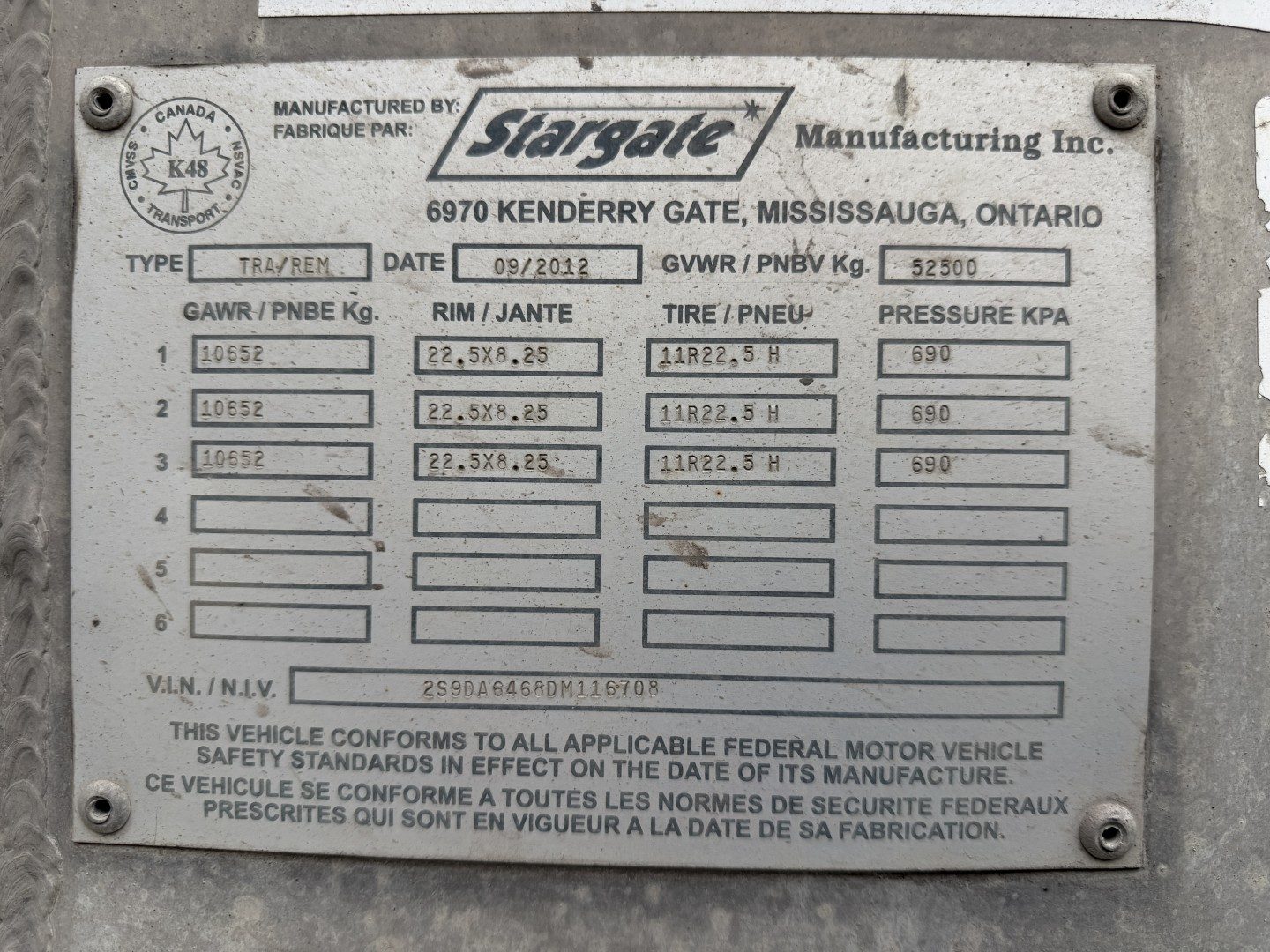Stargate dump trailer 3-axle 68" wall used 2013 – Photo 21