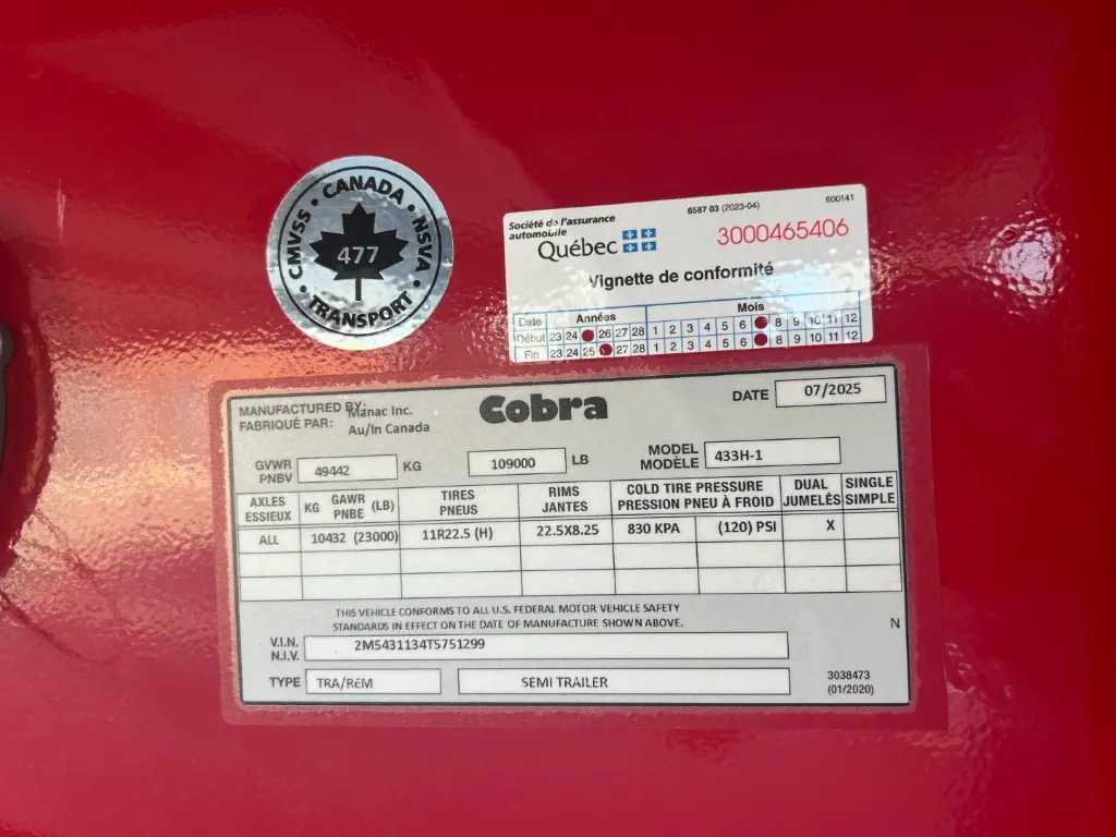 Dompeur 3 essieux Cobra hybride mur 66" châssis rouge nouveau modèle – Photo 38
