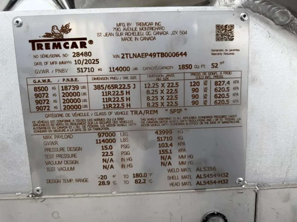 Tremcar cement tanker 4-axle new model for sale in Laval – Photo 27